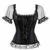 Pink Lace Short Sleeve Corset Top Style Corselet Corsets
