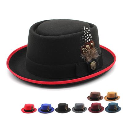 Cartola Feltro Aba Chapéu Coco Moda Masculina Versátil Britânico Fã Dança de Rua Jazz Chapéu Crianças