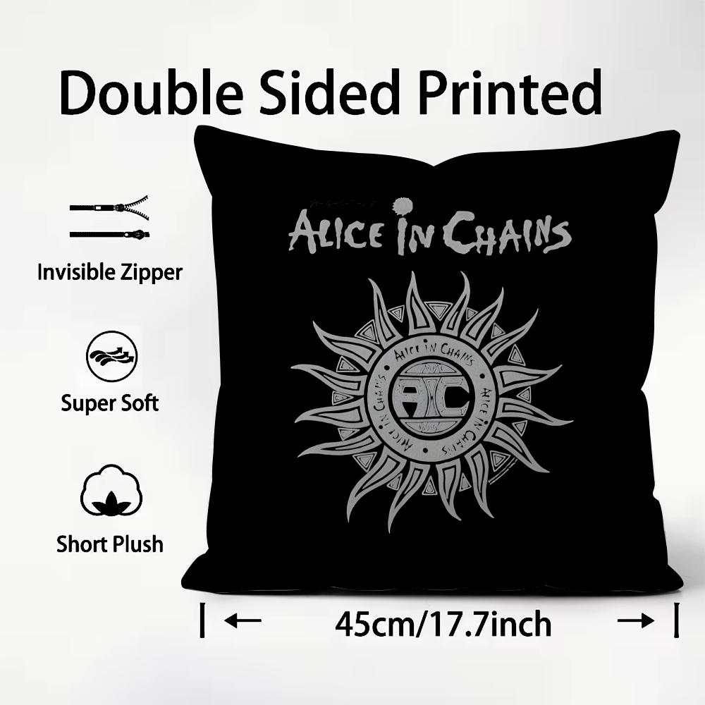 A-Alice In C-Chains Band Cushion Cover Plush Fabric Soft Double-Sided Printed Sofa Warm Winter Home Child Gift Pillow Case