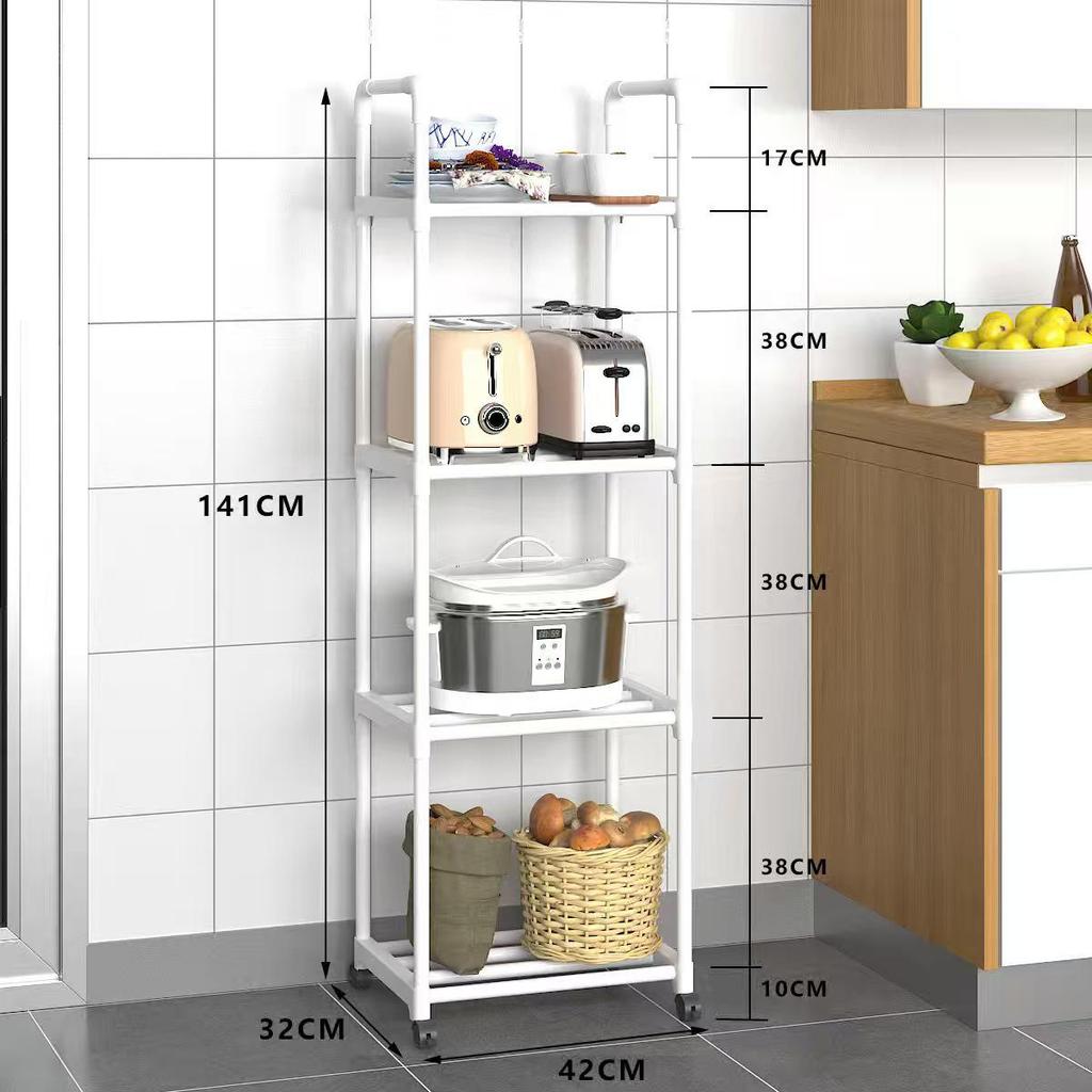 Multi-Layer Floor-Standing Metal Storage Rack for Kitchen and Bathroom