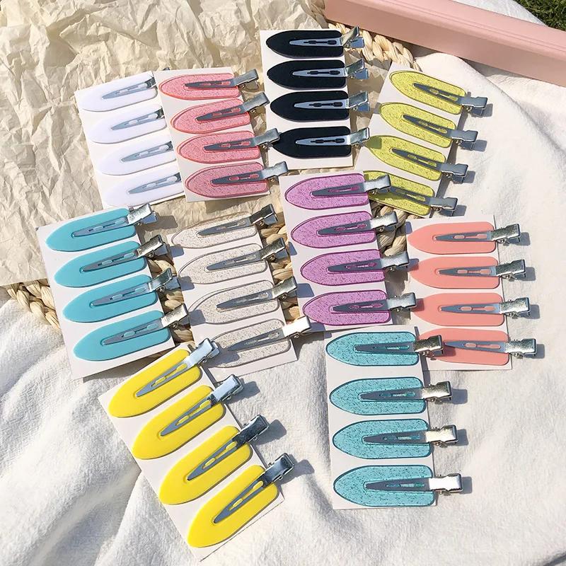 Side Bangs Barrette Makeup Washing Face Accessories Women Girls Styling Hairpins 4pcs Set No Bend Seamless Hair Clips