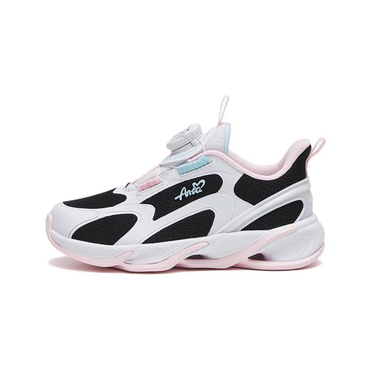 Anta Childrens Red Flame Comfortable Coverage Low-Top Running Shoes Kids Running Shoes Black White Pink 322319912-3