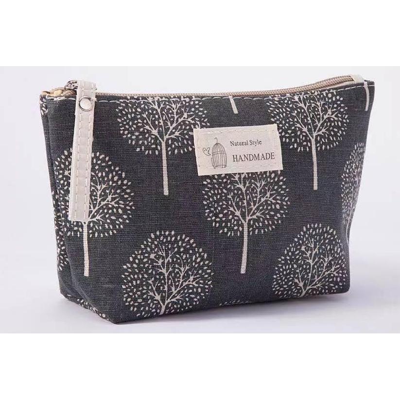 Large Capacity Canvas Wash Bag Fabric Zipper Coin Purse Convenient Travel Storage Bag