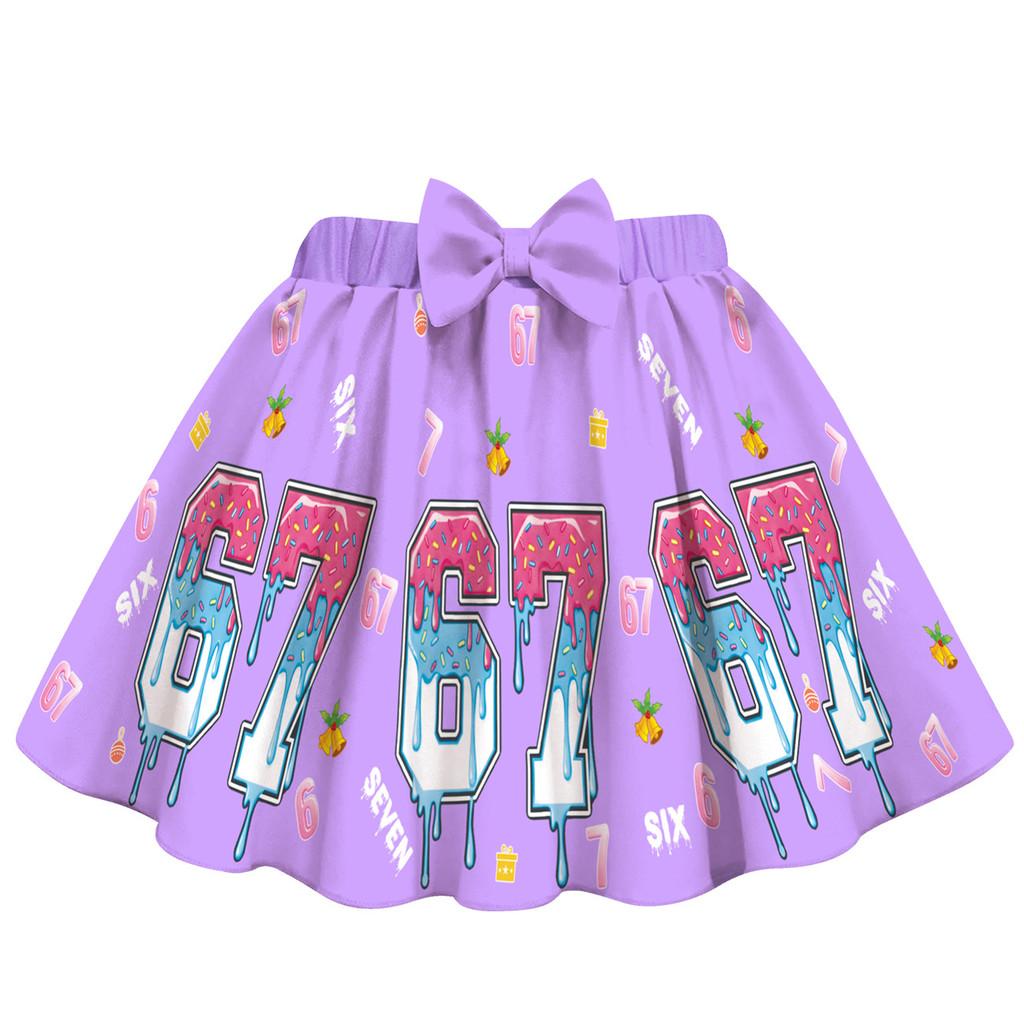 20759 Kinder Mädchen Steal a Brainrot 67 Print Badeanzug Bademode Top Rock Sets