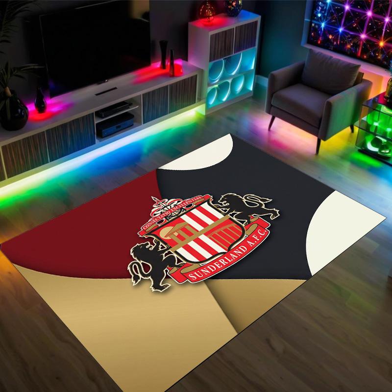 Sunderland Football Design Crystal Velvet Carpet Cozy Non?Slip Printed Rug For Bedroom Living Room Entrance