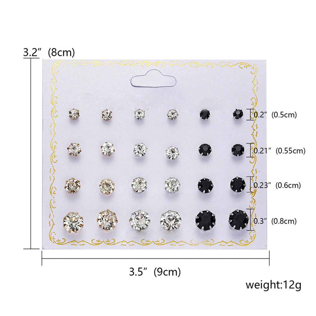 12 Pairs Earrings Rhinestones Women 2019 Ear Stud Jewelry Multiple styles
