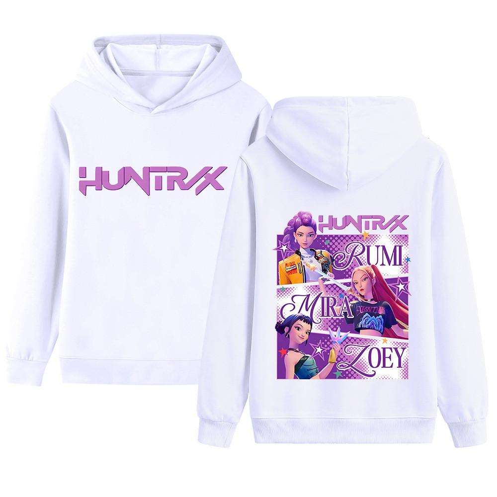 B1199-2 Kinder Jungen Mädchen Kpop Rumi Zoey Mira Beidseitiger Druck Langarm Kapuzenpullover