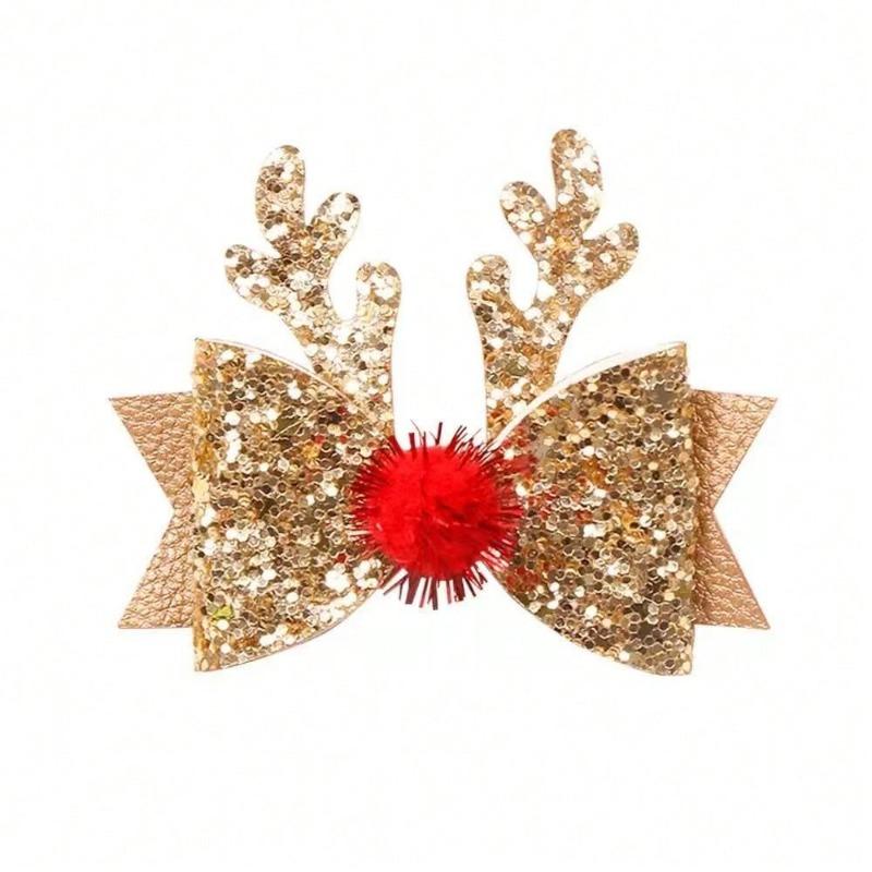 1pc Pet Cat Dog Bow Deer Theme Hair Clips, Suitable For Daily Use/Christmas