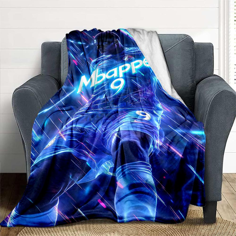 1pc Football Star Mbappé Outdoor Blanket Lightweight Flannel, Soft & Warm, All-Season Use for Sofa, Outdoor, Camping, Living Room, Office004