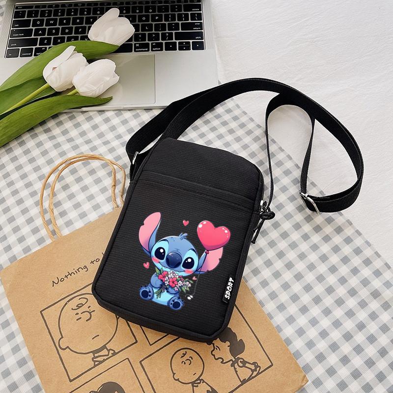 Pattern Stitch Anime Single Shoulder Crossbody Square Bag With Secure Zipper