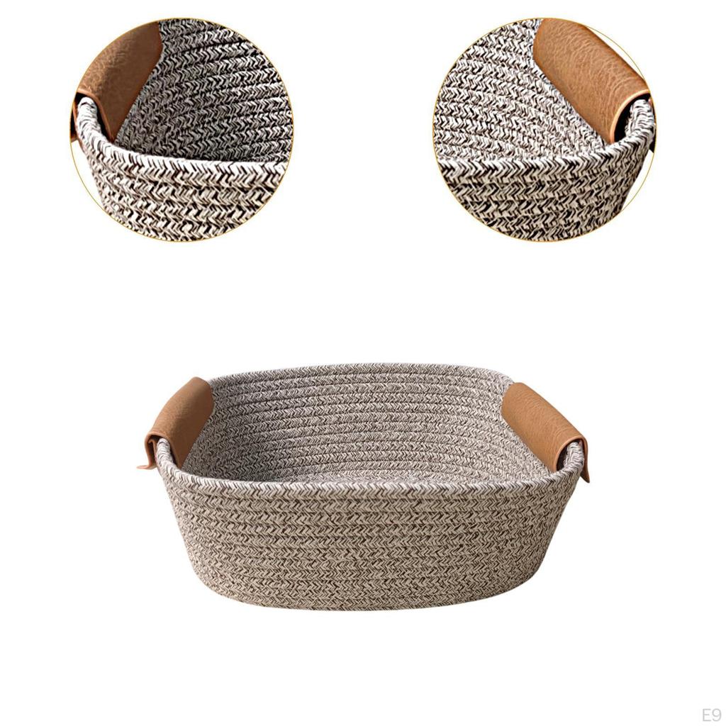 Cesta de almacenamiento tejida de algodón, cesta de picnic rústica decorativa para frutas y pan