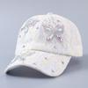New Rhinestone Butterfly Flower Baseball Cap Women's Spring and Summer Breathable Lace Fashionable and Elegant Curved Brim Cap Batch
