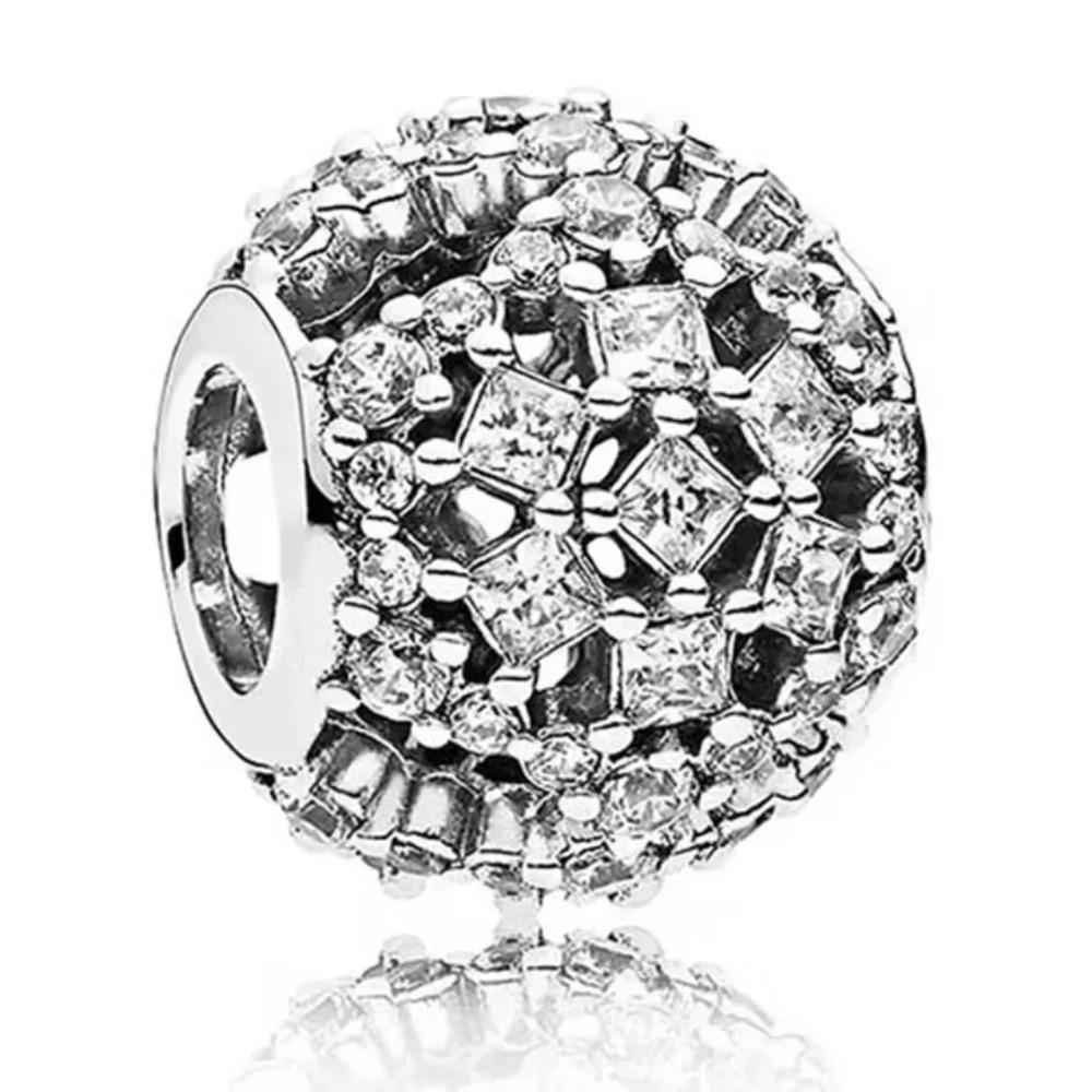 925 Silver Bow Globe Snowflake Charm Pendant DIY Jewelry Gift For Women Fashion Bracelet Accessories