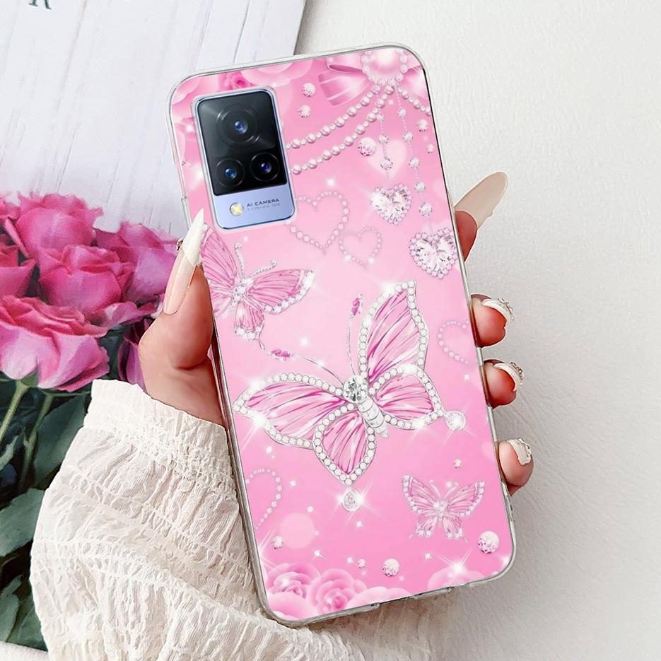For Vivo V21 4G Case V2066 V2108 New Luxury Flowers Painted Cover Soft Slim Phone Case For Vivo V21e V2061 V 21 VivoV21 e Fundas