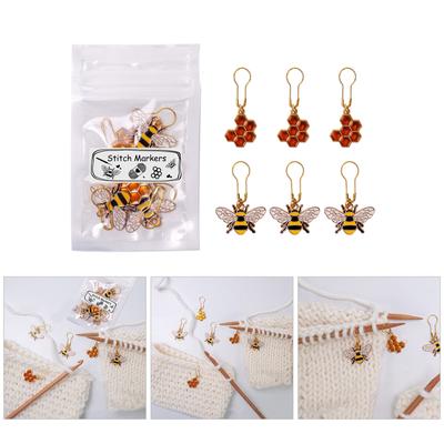 6PCS Metal Knitting Marker Charm Safe Pin Crochet Stiching Marker for Knitting Crocheting Sweater Socks Hat Bag Scarf