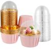 50/100Pcs 156ml Aluminum Foil Pudding Cup with Lids Disposable Mini Foil Cupcake Liners Containers Baking Mould Kitchen Supplies