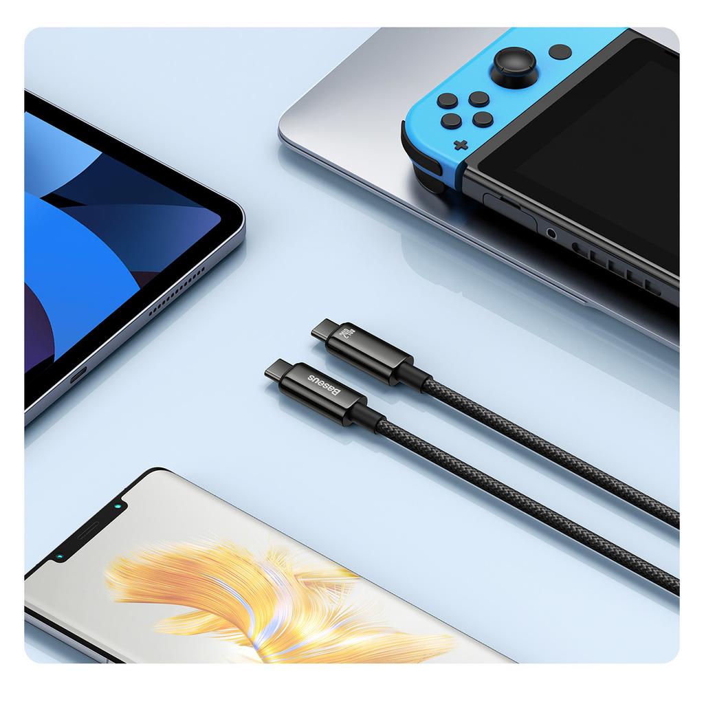 Baseus High-Speed USB-C To USB-C Cable 240W Power 480Mbps Data Transfer 2m - Black/Grey