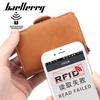 Baellerry European and American Style Men's Short Wallet Multi-card Slots Card Holder RFID Blocking Card Case Snap Button Card Protector