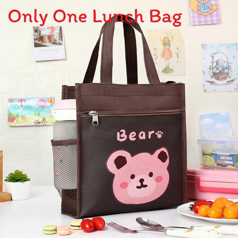 Kids Portable Canvas Lunch Box With Material For School And Outdoor Use