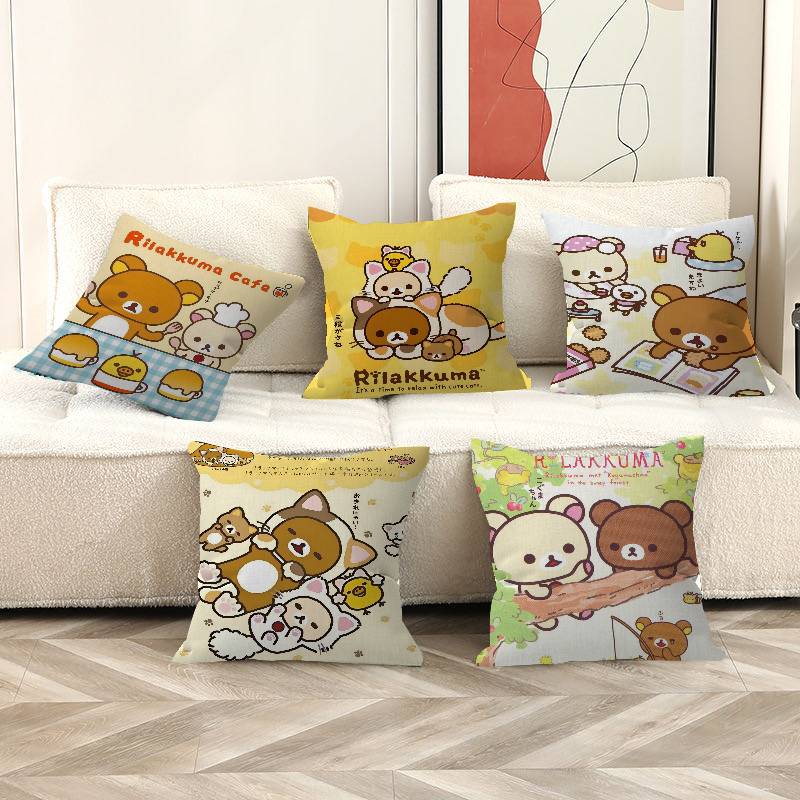 Cartoon Rilakkuma Decorative Room Aesthetics Pillow Case Home Decor Bedroom Sofa Bed Couch Pillow Cover x