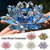 Kristal Lotus Çiçeği Heykelciği Ev Düğün Dekorasyonu Cam El Sanatları Koleksiyonu Kağıt Ağırlığı Masa Süsleri Hatıra Hediyeler