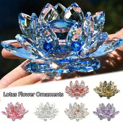 Kristall Lotus Blume Figurine Home Hochzeit Dekoration Glas Handwerk Sammlung Briefbeschwerer Tisch Ornamente Souvenir Geschenke
