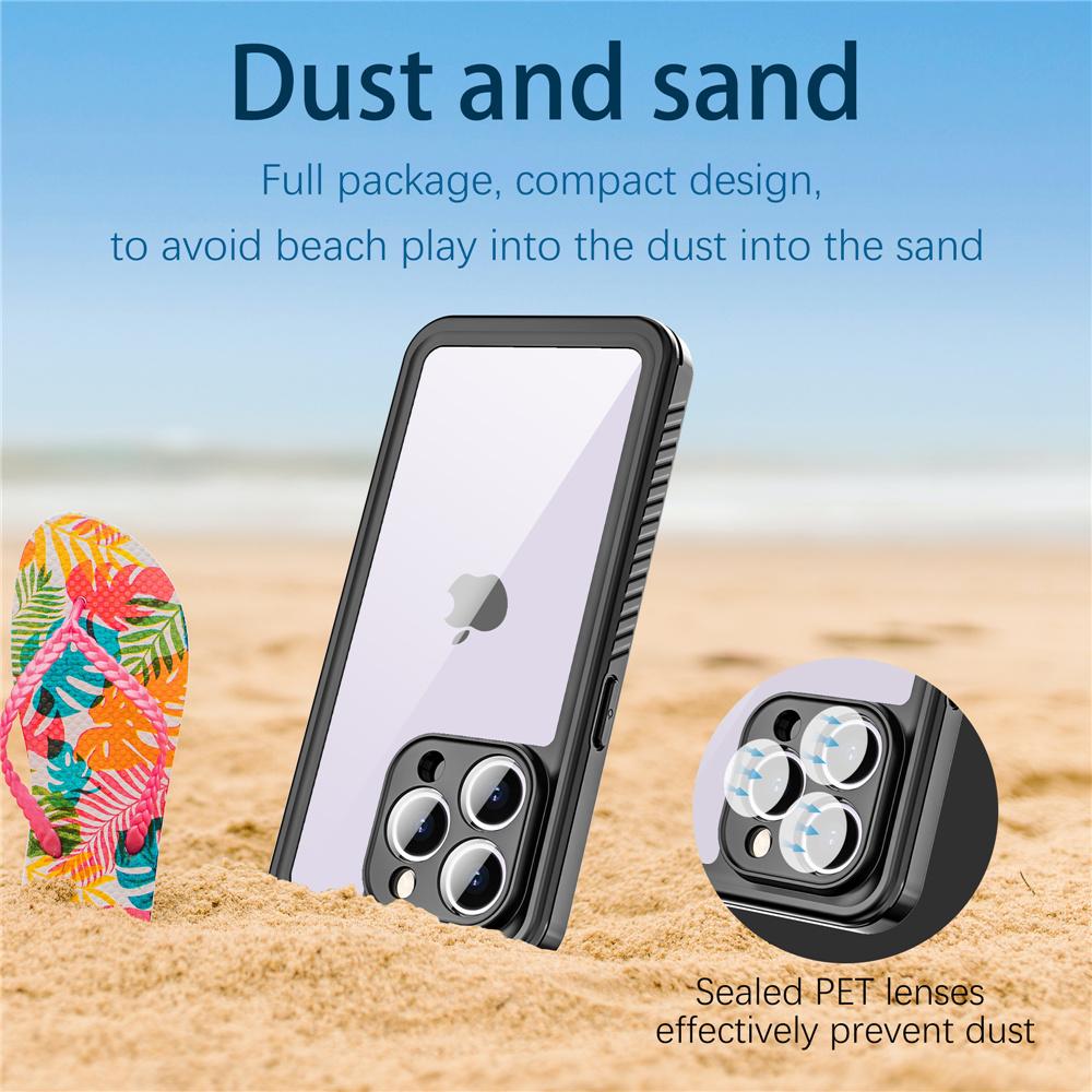 REDPEPPER FS Series for iPhone 15 Pro Max IP68 Waterproof Cellphone Case Clear Back Panel Underwater Diving Cover