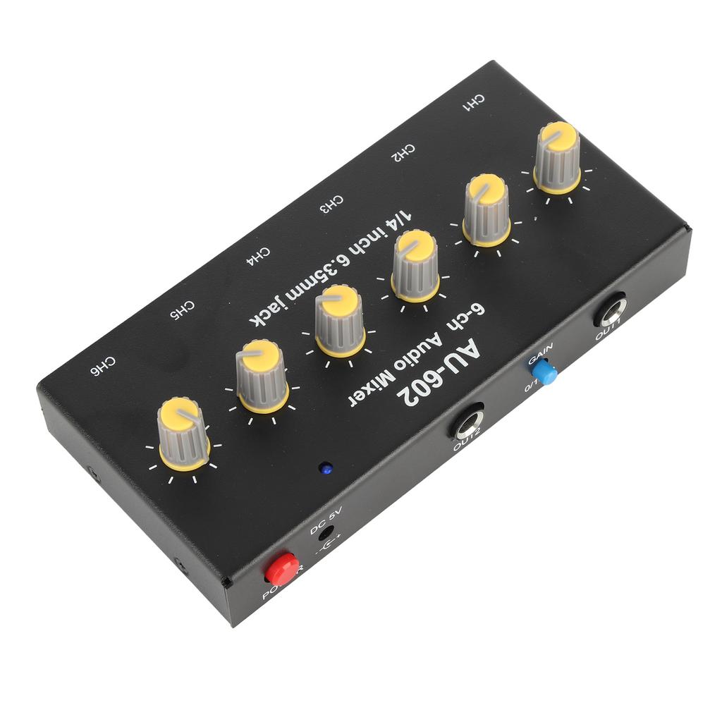 Mini Sound Mixer 6 Mono Channel 3 Stereo Channel Low Noise 6.5mm Input Output Line Mixer for Mic Guitar Keyboard