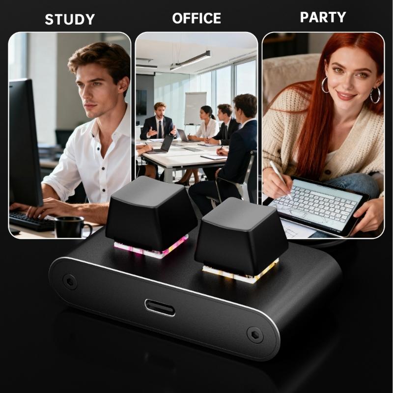 Ergonomic Two Key Corded Keyboards Aluminum Construction Ensuring Comfort for Extended Work