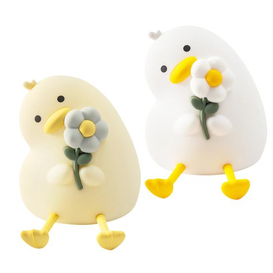 Kinder Nachtlicht Einstellbare Helligkeit Entenform Nachttischlampe Silikon Praktische Klicksteuerung Touch-Licht