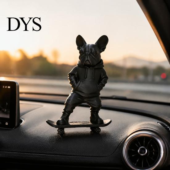 Durable PLA Dog Sculpture 3D Printed Skateboard Bulldog Statue, French Figurine Ornament, Unique Gift for Enthusiasts Hooded Sweatshirt Home