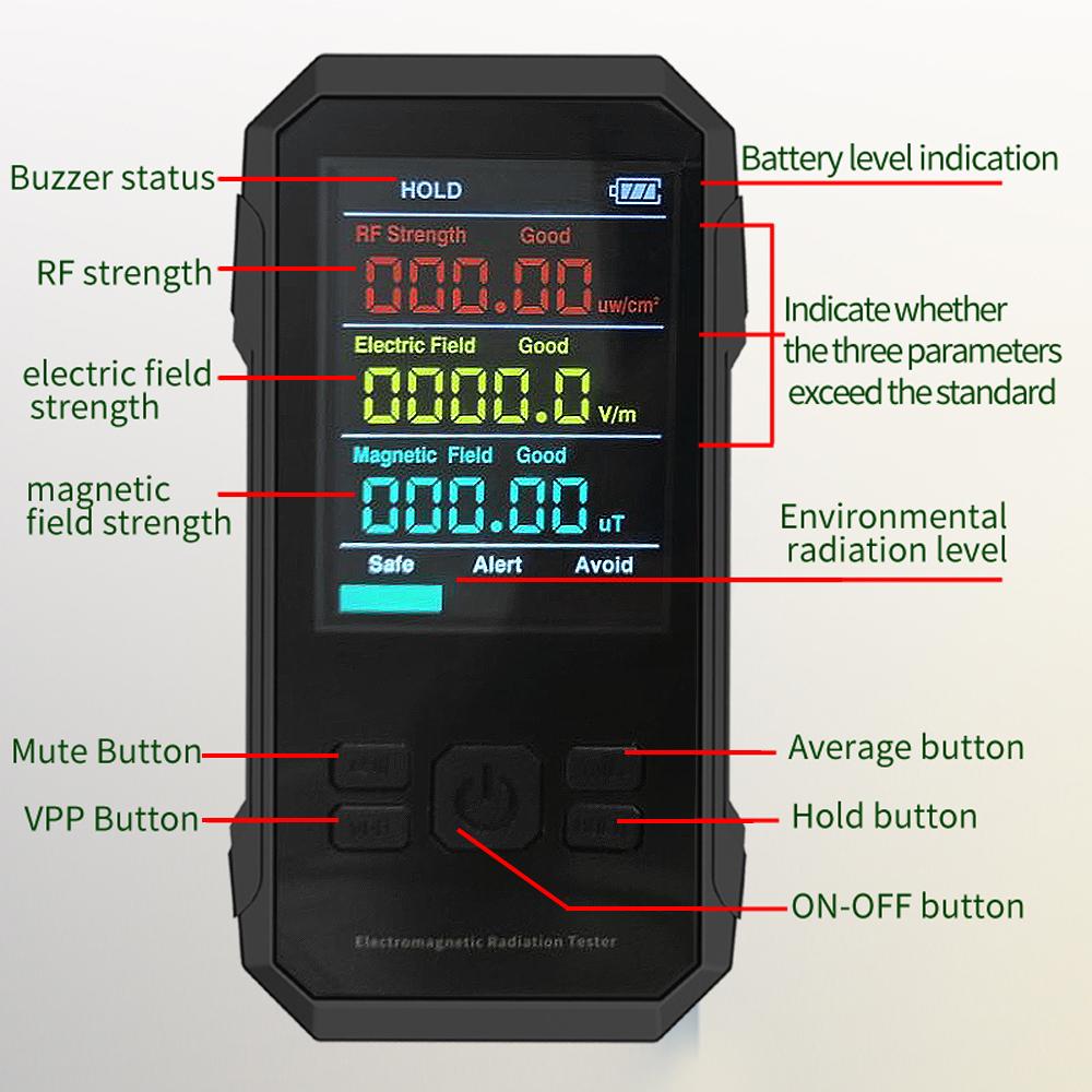 Multifunctional Electromagnetic Radiation Detector Electric Field Intensity Tester Magnetic Field Intensity Test Meter