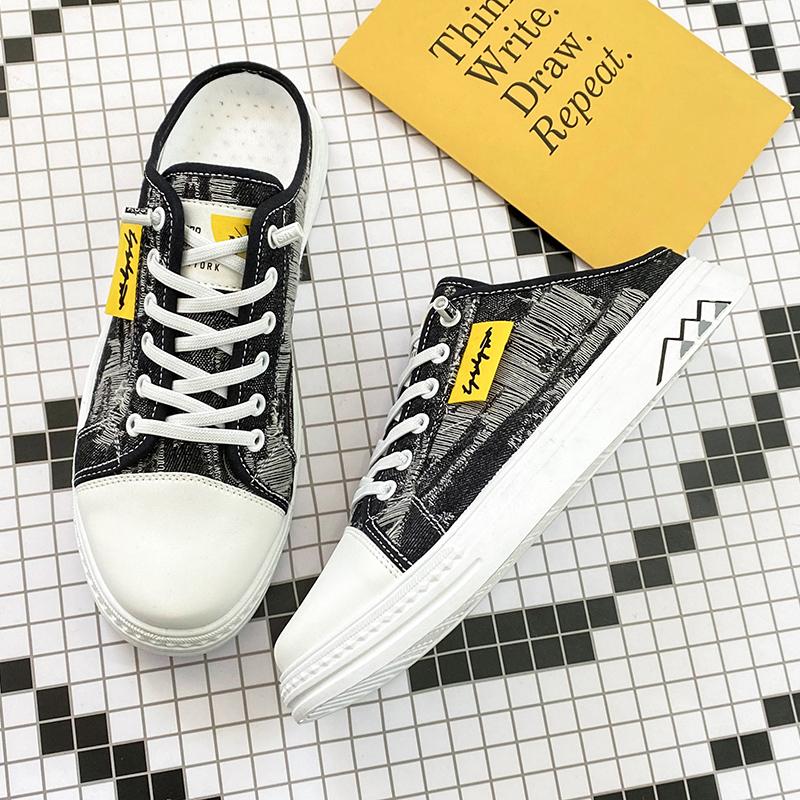 

2024 Новые высококачественные тапочки мужские парусиновые повседневные туфли удобные нескользящие туфли на платформе мужские ленивые туфли модные кроссовки EU42 чёрный