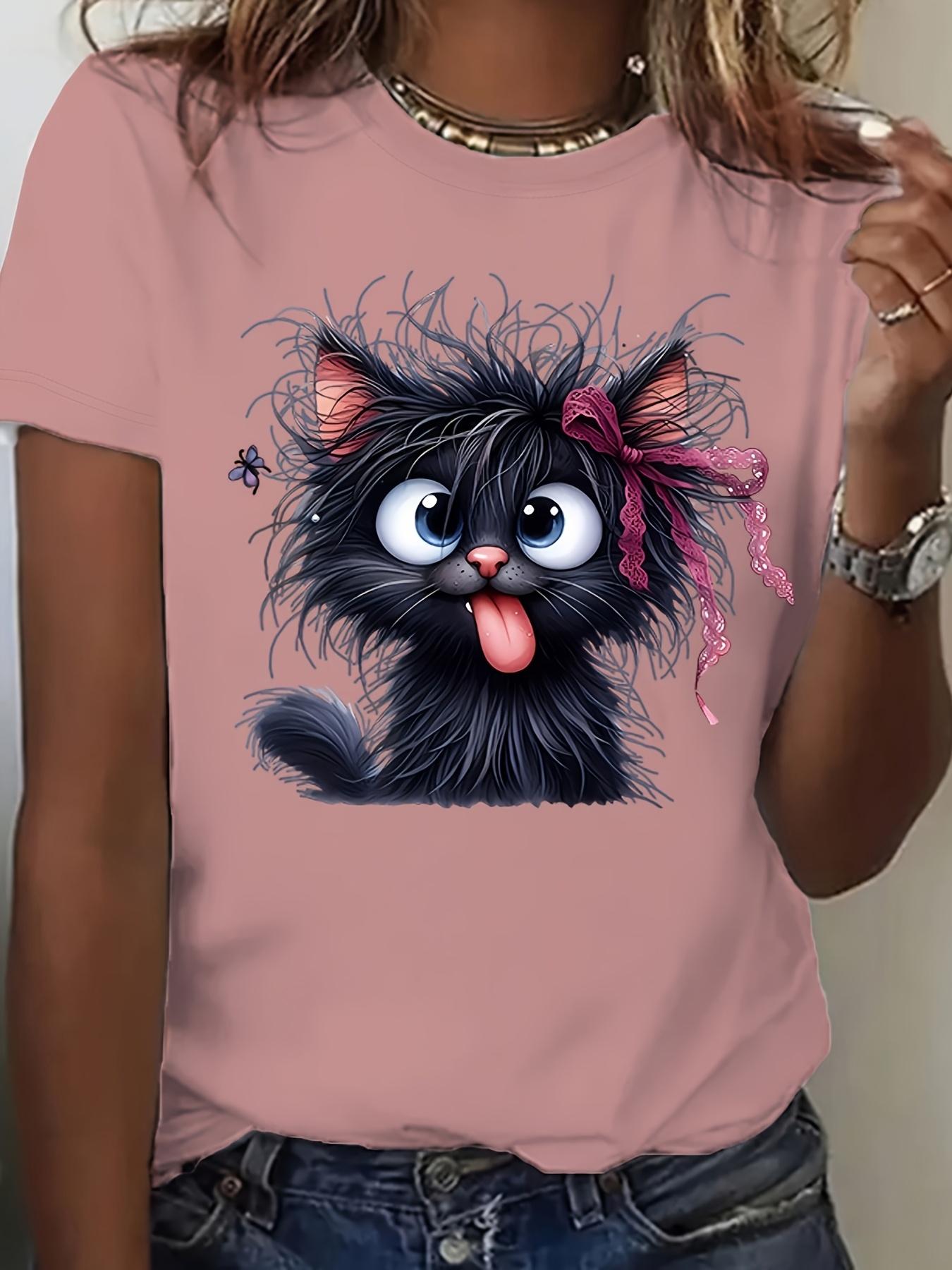 Women s Funny Fried Cat Cartoon T-Shirt with Playful Bow ; XXL дубильная кора