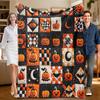 1 Piece Halloween-themed Orangeblack Flannel Blanket, Soft, Suitable for Sofa, Bed, Office, All-season Use.