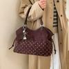 Borsa a Spalla da Donna Y2k Moda Dolce Pois Borsa a Mano Coreana Casual Versatile Stampa Leopardo Marrone Opaco Borse Tote