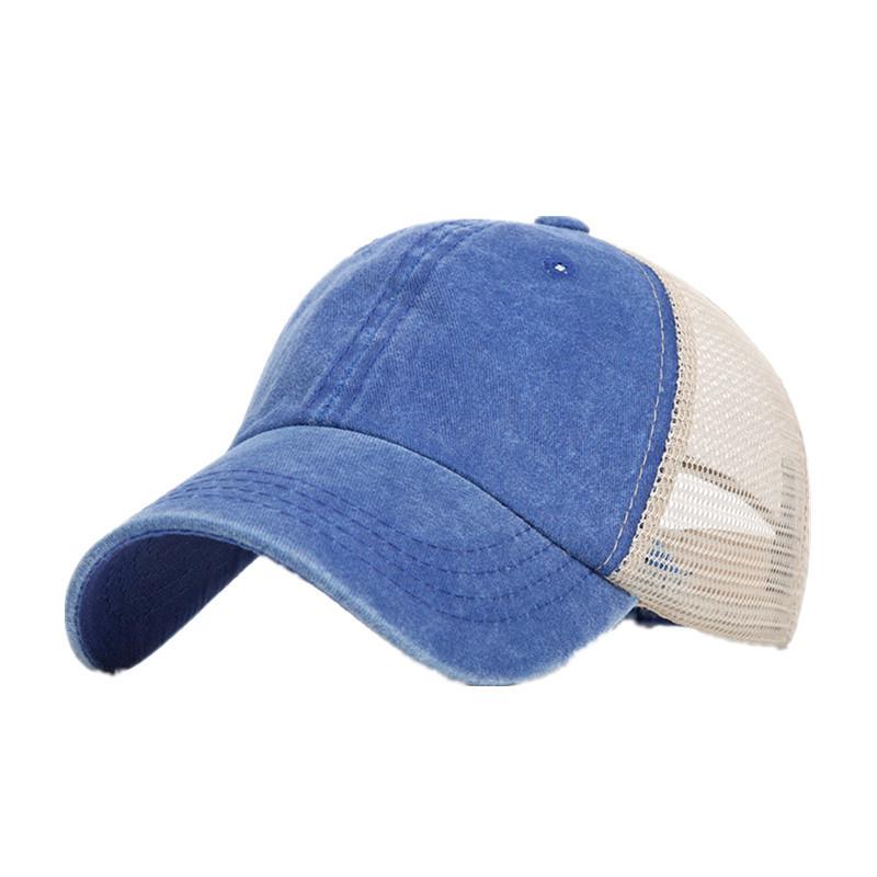 Spring and summer mesh breathable baseball cap men and women adjustable cap pure cotton sun hat Adjustable синий