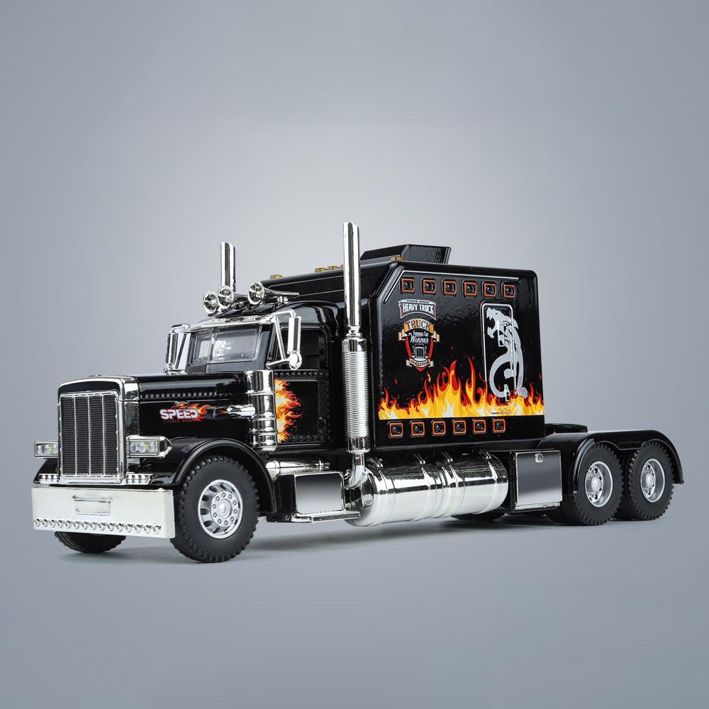 1/24 Peterbilt 389 Tractors Truck Alloy Toy Car Model Wheel Steering Sound and Light Children's Toy Collectibles Birthday Gift