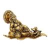 Golden Resting Ganesha with Mushak Metal Decorative Showpiece