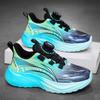 Boys shoes spring and autumn 2025 new children's rotating buckle sneakers boys mesh breathable running dad shoes