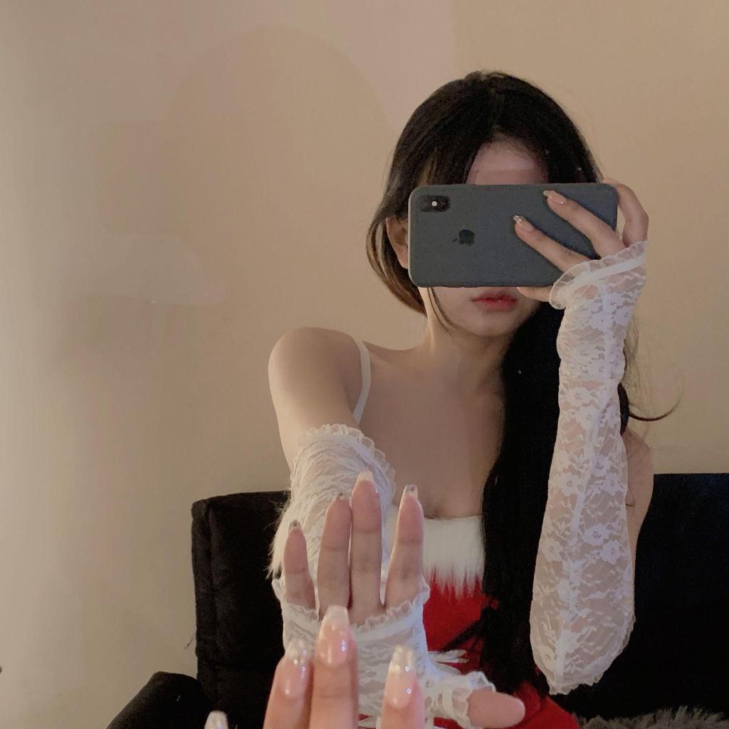 Korean Retro Lolita Black & White Lace Gloves - Bridal, Girl Group, Sexy Photo Props