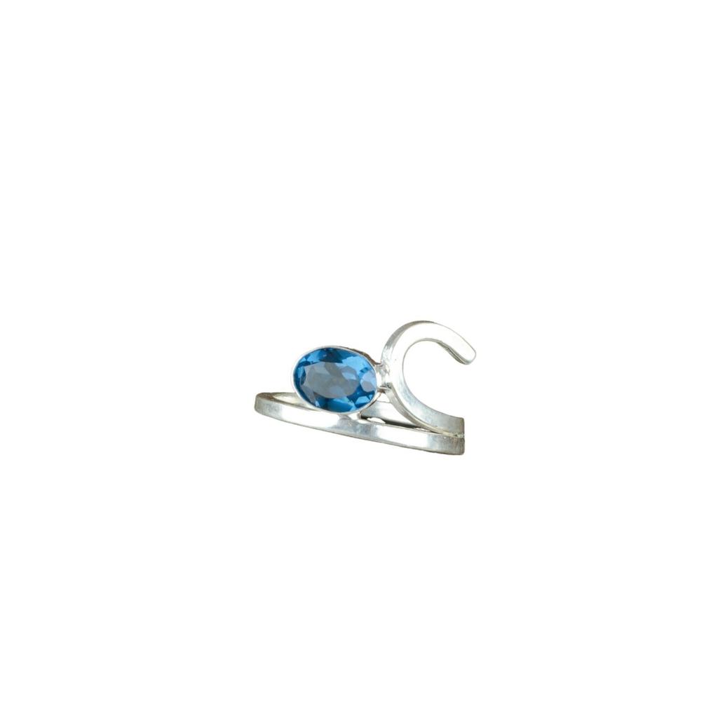 London Blue Topaz Gemstone 925 Sterling Silver Jewelry Handmade Engagement Ring RR-27-4