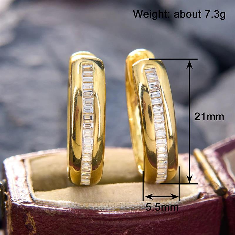 Xiaomi Huitan Luxury Women Gold Color Hoop Earrings Inlaid Bright Cubic Zirconia Fashion Wedding Party Elegant Accessories Jewelry Gift