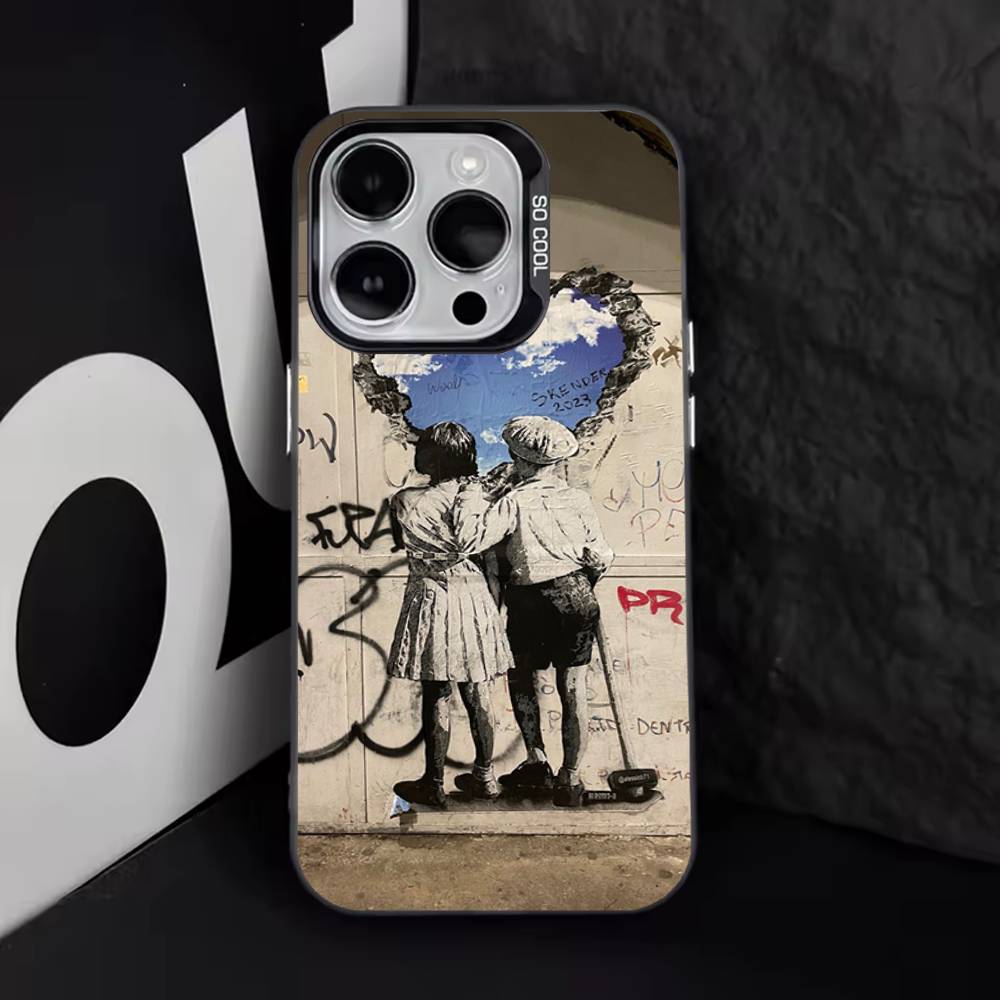 G-Graffiti Artist B-Banksy Phone Case For iPhone 16,15,14,13,12,11,8,7,Pro,Max,Plus,Mini,XS,SE Anti Fall Black Matte Hard