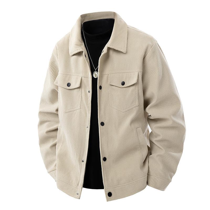 Corduroy Jacket Men's Spring and Autumn Lapel Work Clothes Versatile Loose Casual Jacket Top