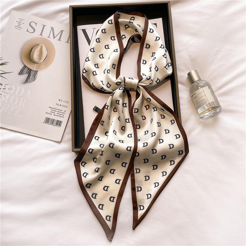 Scarf, Long Silk Scarf, Versatile Silk Scarf, Double-Layer Simulated Silk, Diagonal Scarf, Autumn And Winter Hair Binding And Scarf