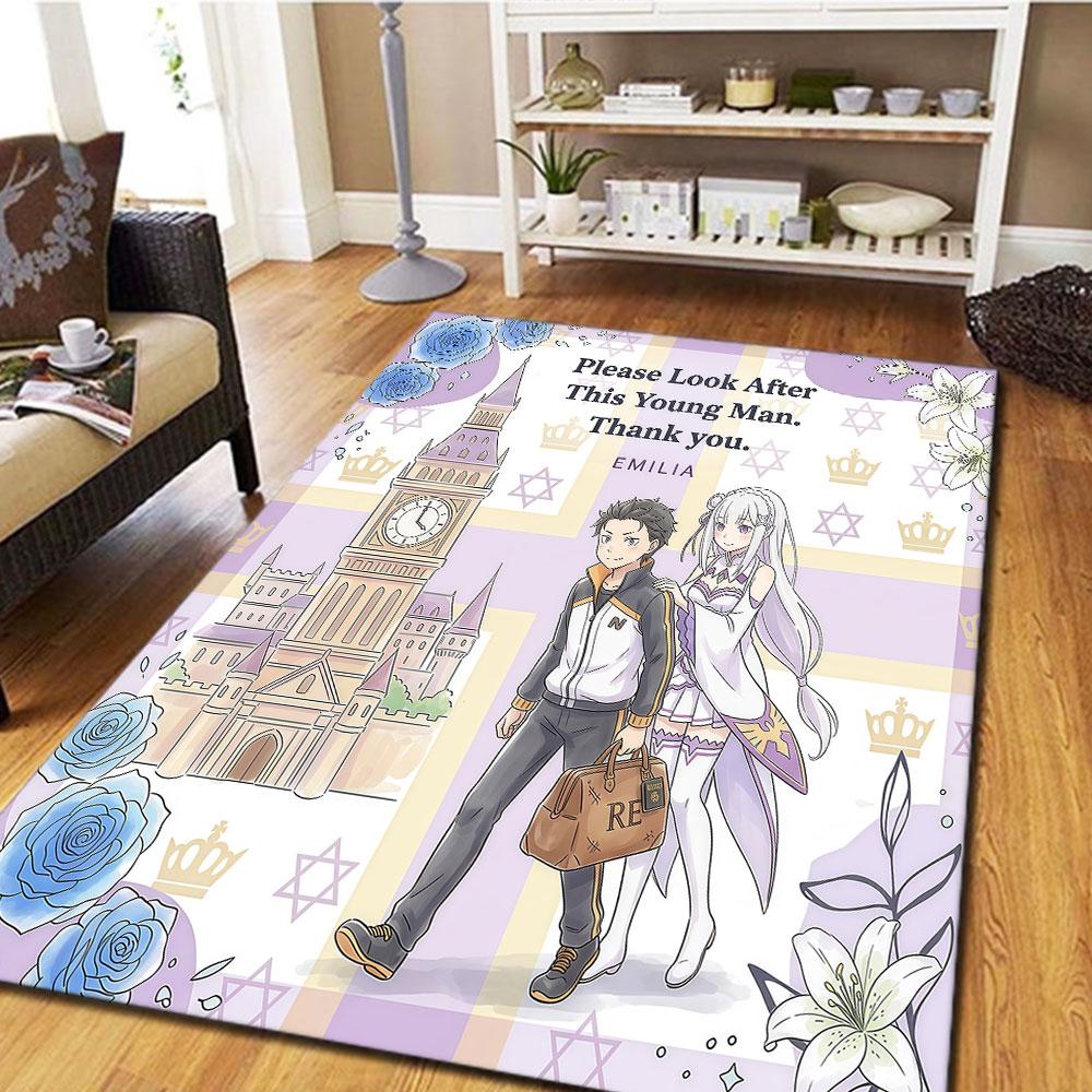 Re Zero Pattern Carpet for Living Room Play Floor Carpet Beds Birthday Gifts Gifts HE224