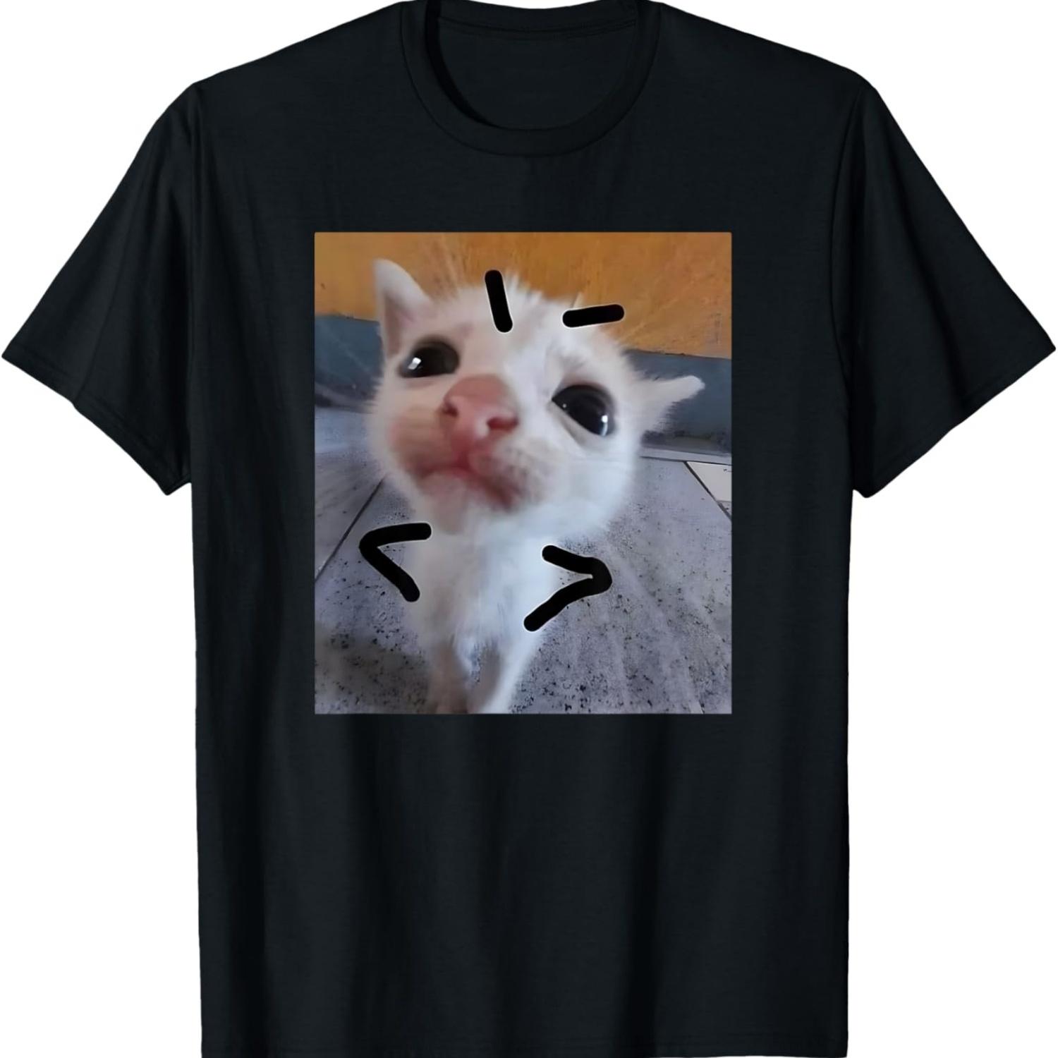 Judgy Kitty Funny Cat Lover Angry Kitten Meme Cute Graphic T-Shirt S