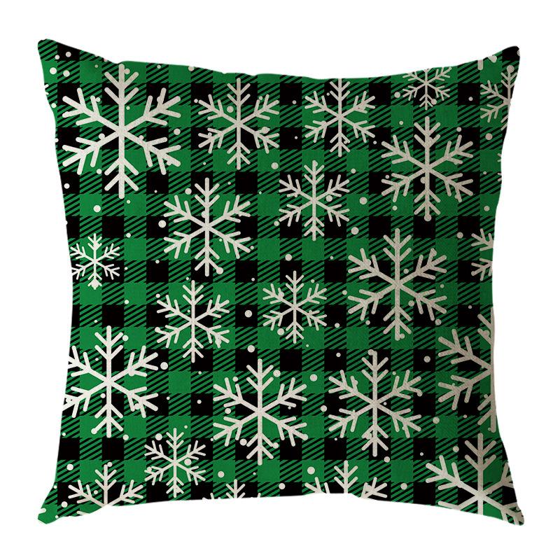

Рождественская льняная классическая красная клетчатая наволочка со снежинкой, подушка с лосем и елкой для праздника 45 * 45 pillow cover