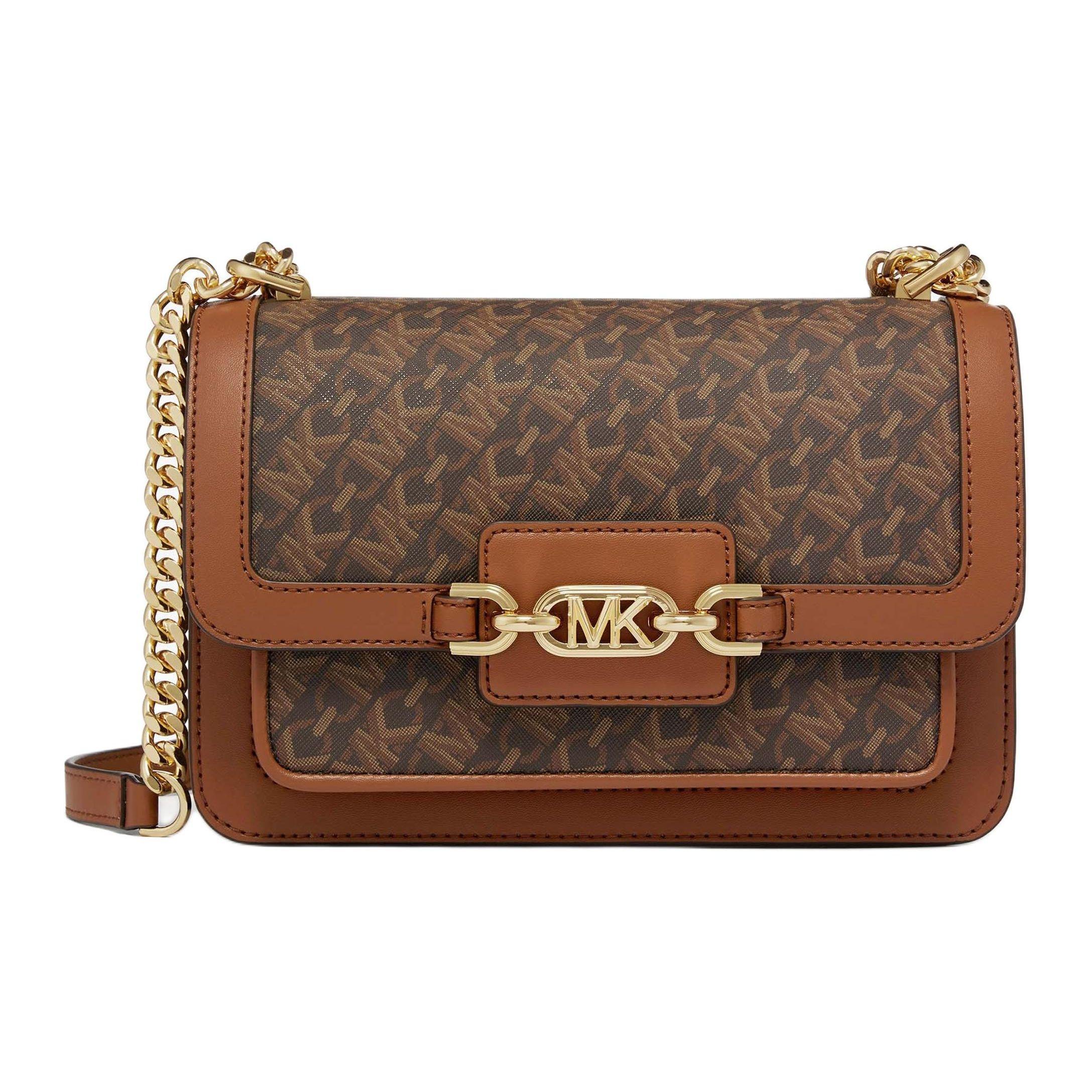 

Michael Kors Heather Metal Decoration Flap Design Faux Leather Tote Shoulder Bag Women Bags Dark-Brown Acorn-Brown 30R4G7HL3B-BRN-LUGGAGE Basic Set (Bag+Dust Bag)